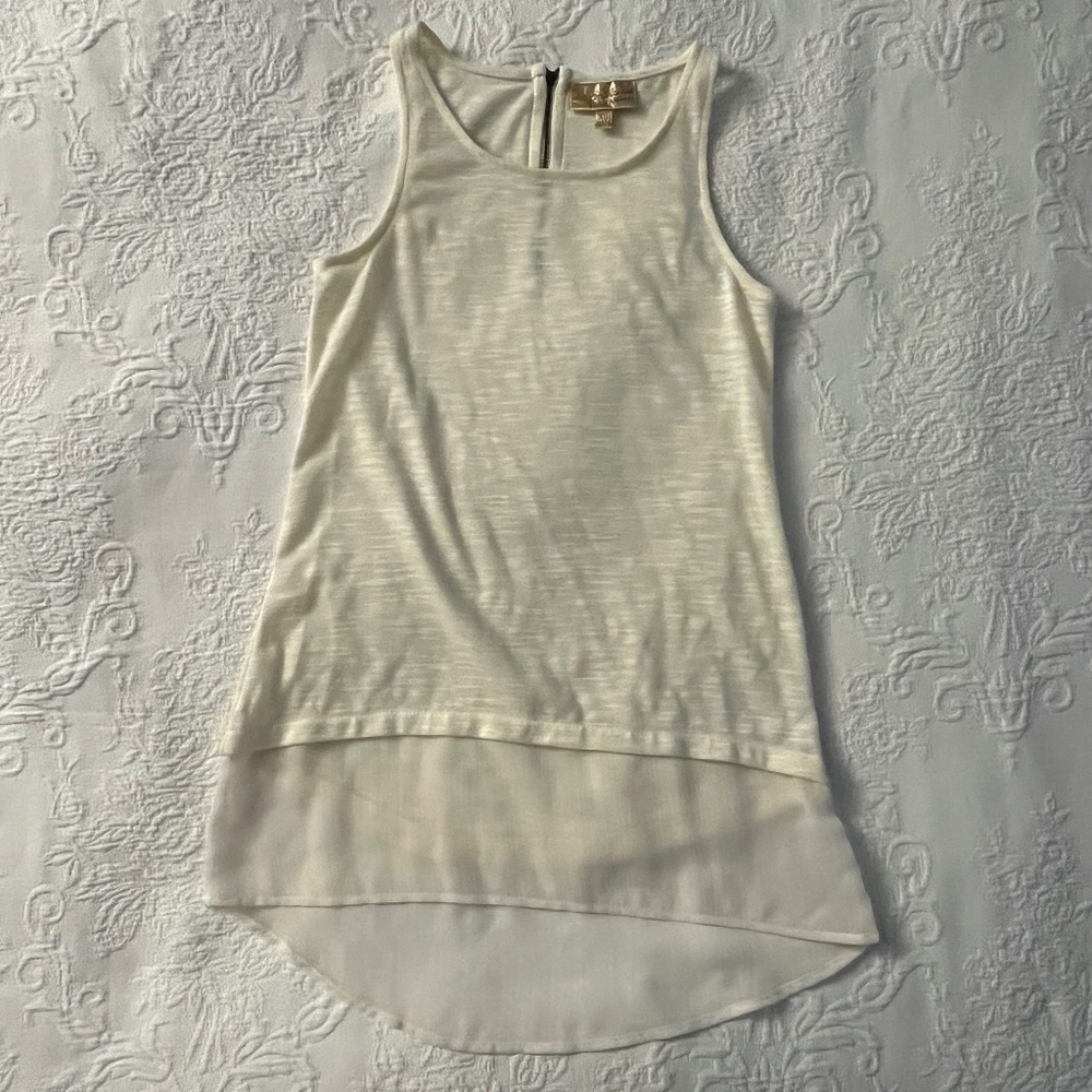 Cream Layered Tank with Back Zip